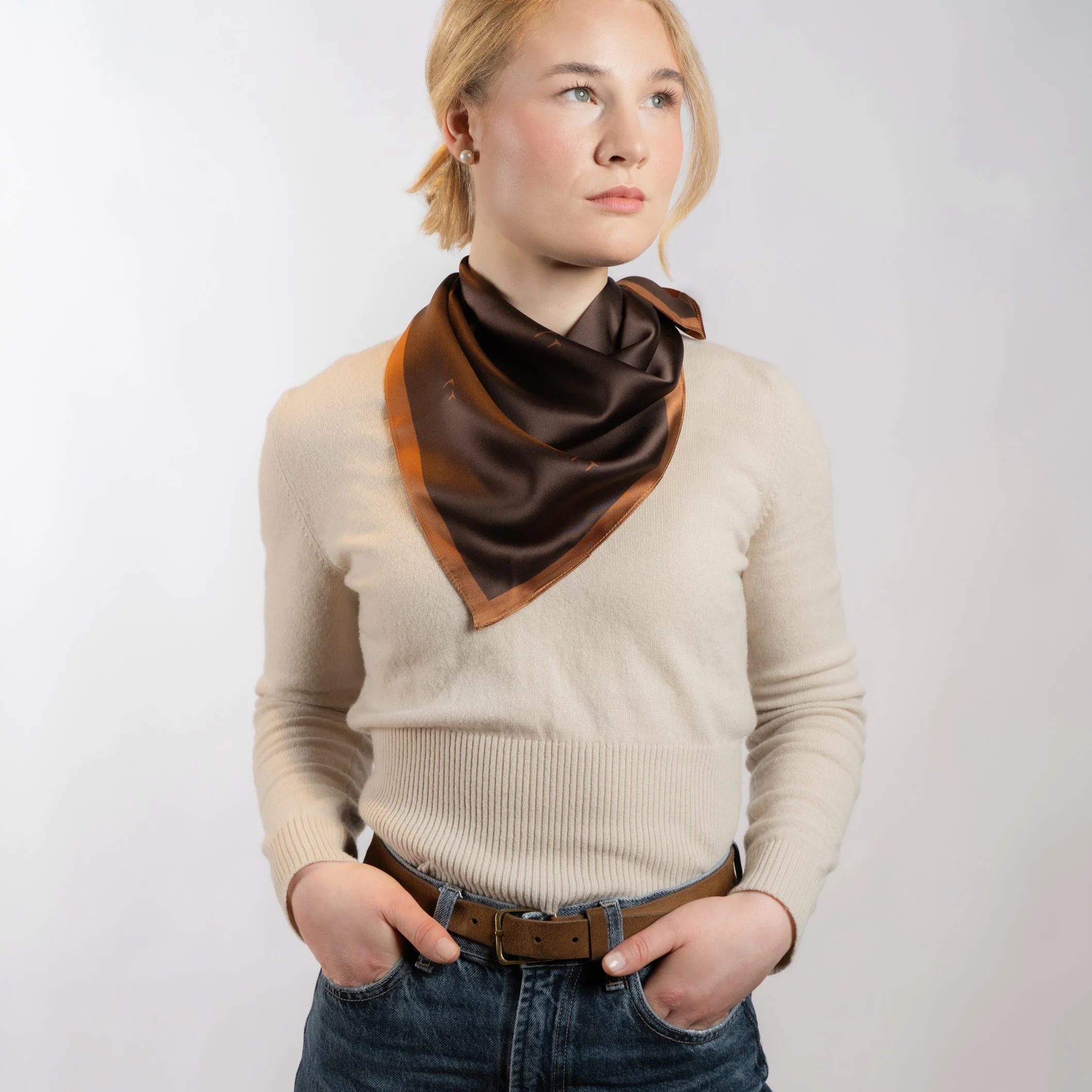 Silkeskjerf Paris Brown - Image 4