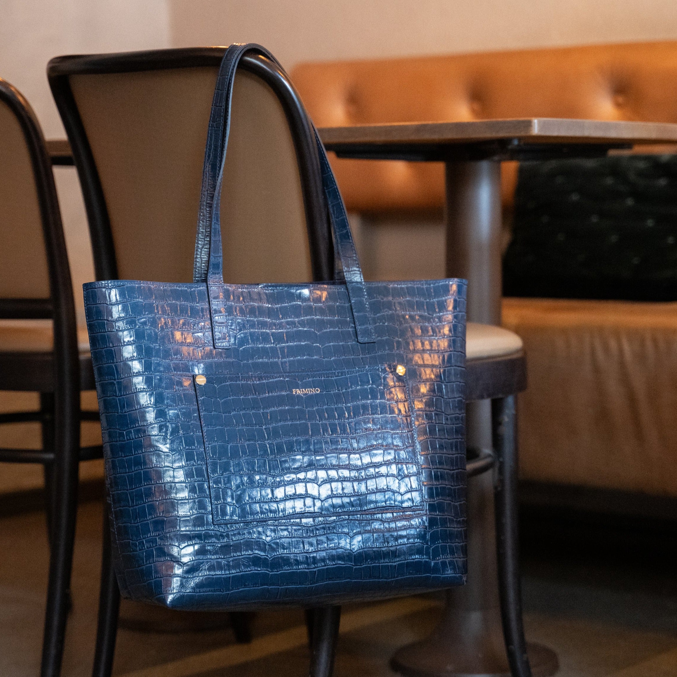 Veske Skinn Felice Tote Blue - Image 3