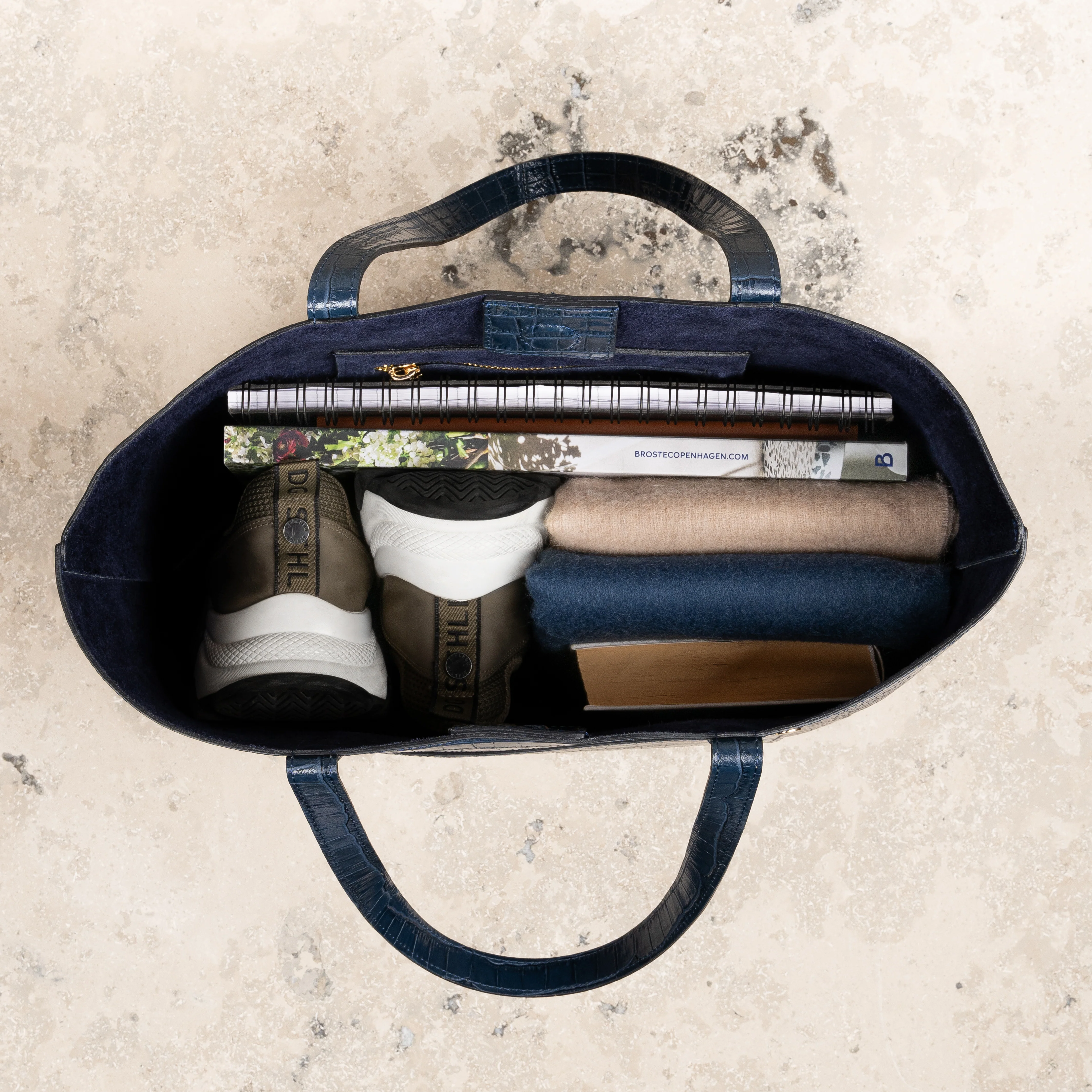 Veske Skinn Felice Tote Blue - Image 4