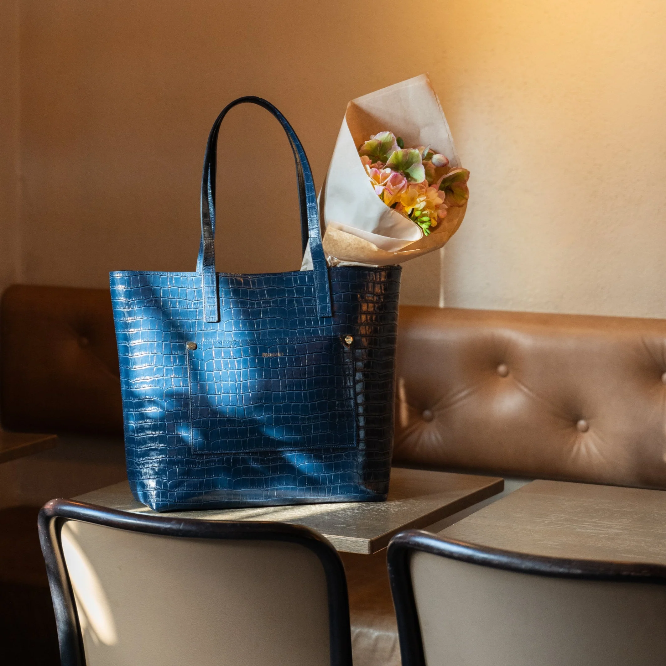 Veske Skinn Felice Tote Blue - Image 8
