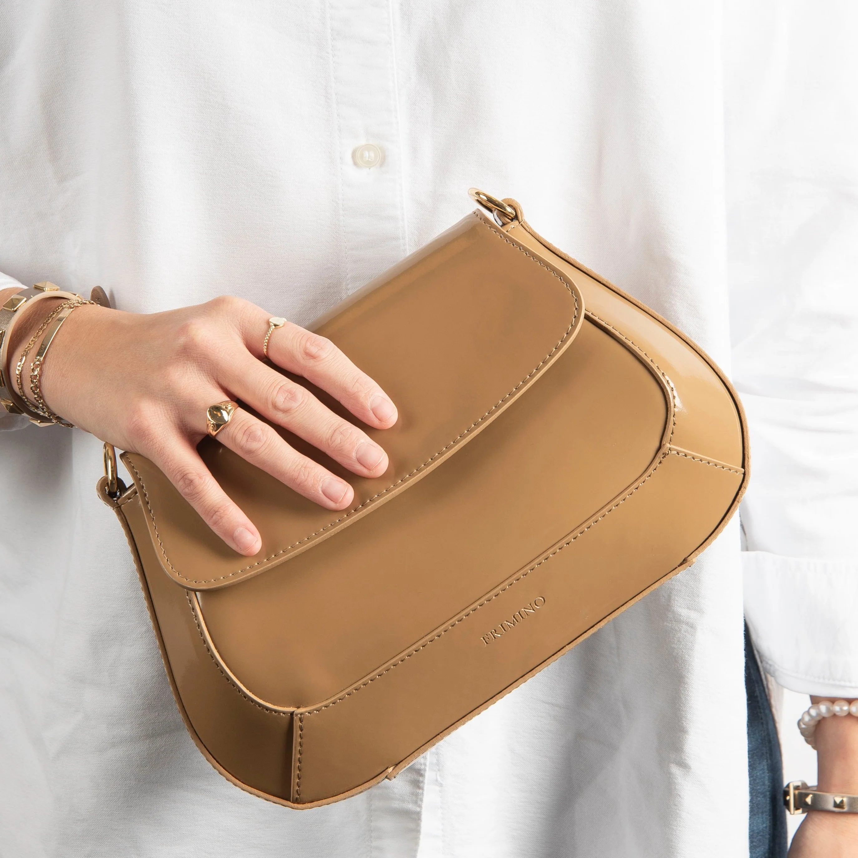 Veske Skinn Elena Beige - Image 8