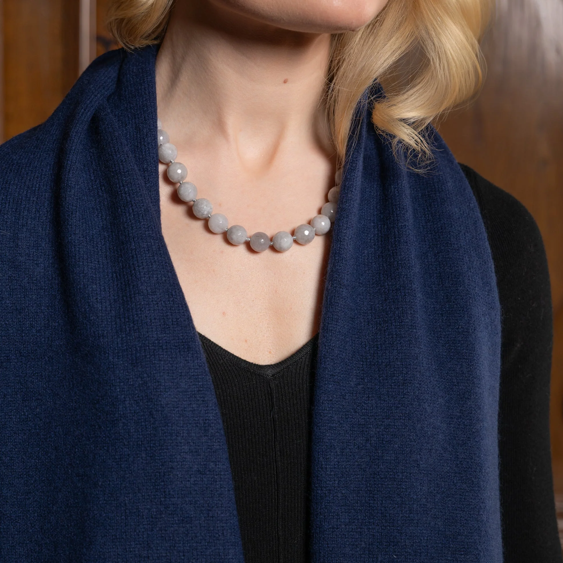 Kashmirskjerf Lyon Navy Blue - Image 3